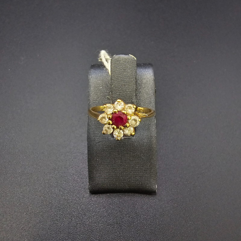 Sortija Circonita y piedra roja