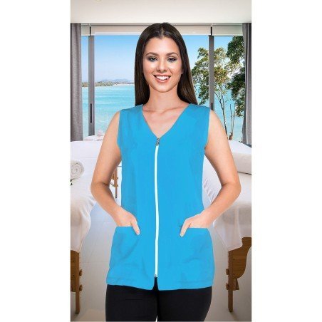 CHAQUETA MUJER CREMALLERA DETALLE COLOR SIN MANGAS