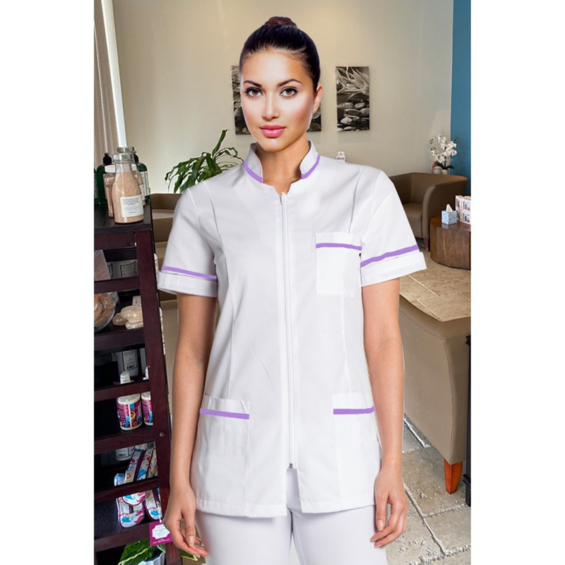 CASACA CREMALLERA MUJER CUELLO TIRILLA CON VISTAS DE COLOR.